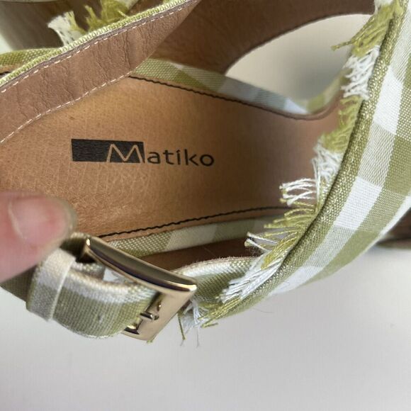 Anthropologie Matiko Teegan Slingback Shoe 39 8.5 Sandal Plaid Fringe Preppy - Picture 3 of 14